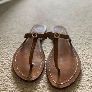 Tory Burch Tan Leather Thong Sandals